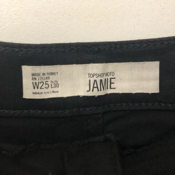 Topshop Moto Jamie Black Jeans w Red White Stripes - Picture 5 of 6